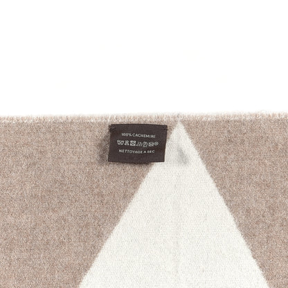 Hermes Cashmere Casaque Zig Zag Muffler Etoupe Ivory 4 of 4