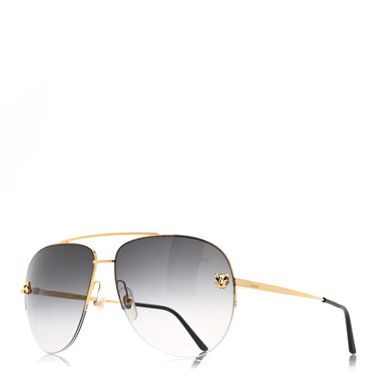 Cartier Santos de Cartier Aviator Sunglasses CT0065S Gold Black 1 of 7