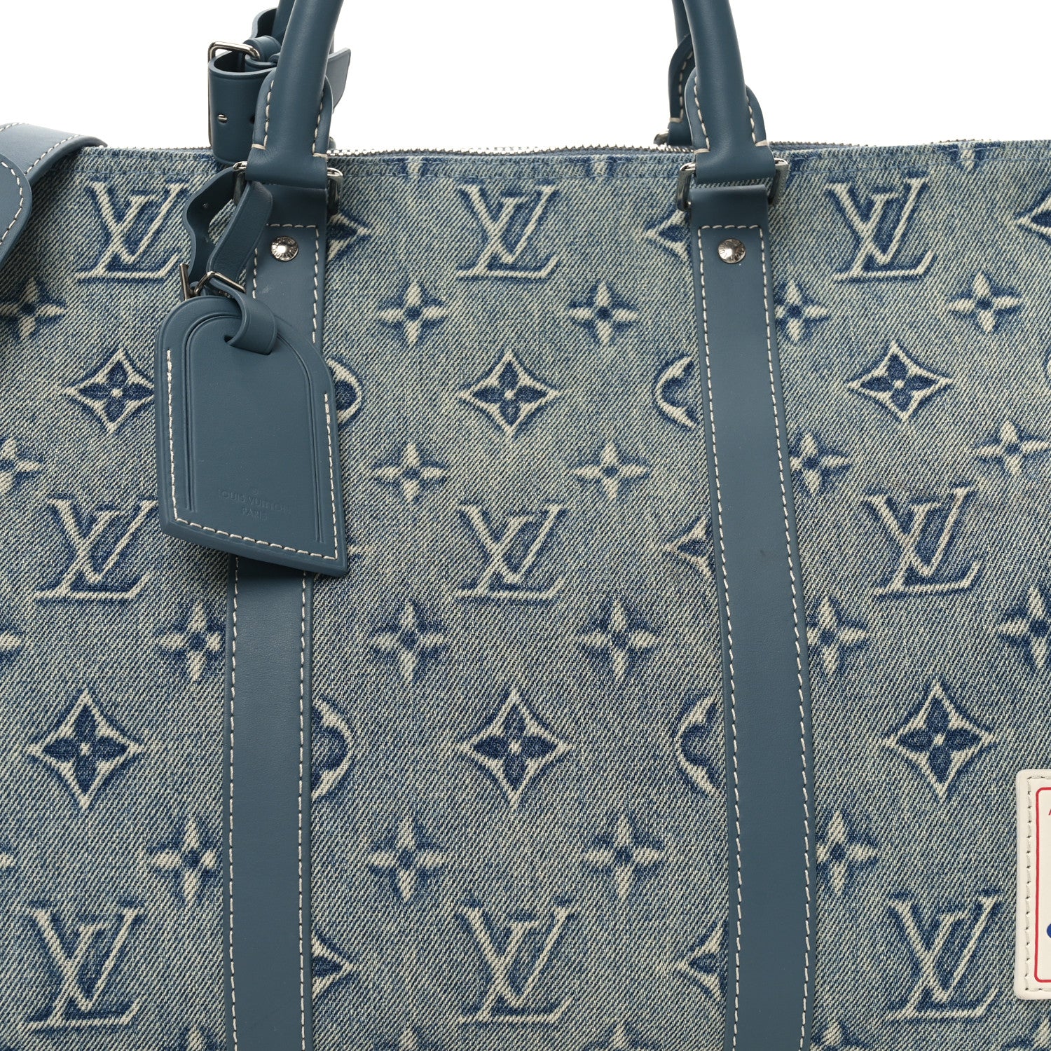 Louis Vuitton Monogram Washed Denim Keepall Bandouliere 50 Blue 7 of 10