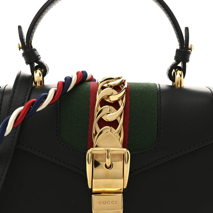 Gucci Calfskin Mini Sylvie Top Handle Bag Black 8 of 11