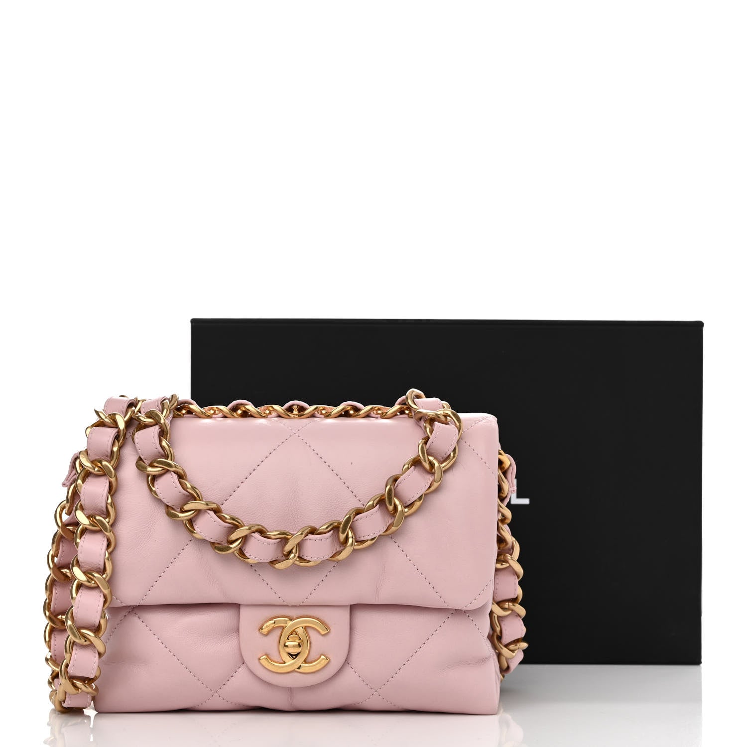 Chanel Lambskin Quilted Small Chain Top Handle Flap Rose Clair 15 of 15