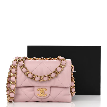 Chanel Lambskin Quilted Small Chain Top Handle Flap Rose Clair 15 of 15