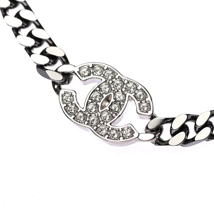 Chanel Ruthenium Crystal Chain CC Choker Silver 3 of 4