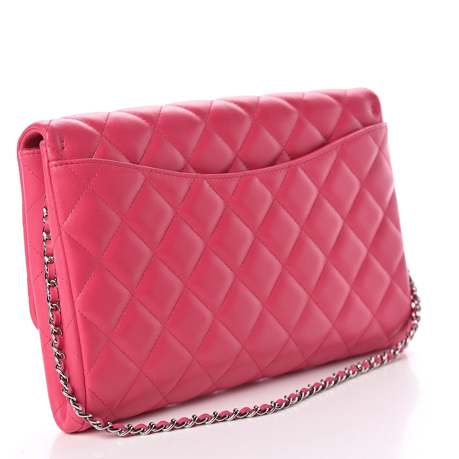 Chanel Lambskin Quilted Clutch With Chain Flap Pink 3 of 11