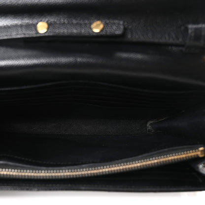 Saint Laurent Grain De Poudre Matelasse Chevron Monogram Chain Wallet Black 4 of 9