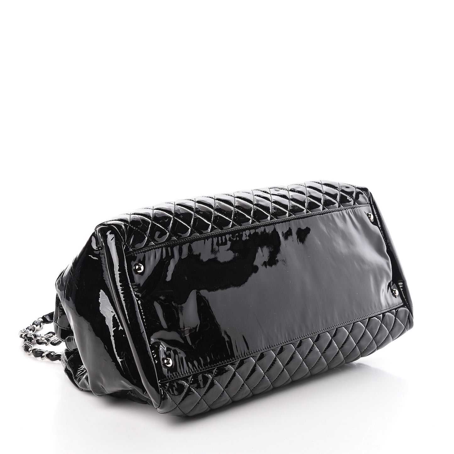 Patent Quilted Maxi Just Mademoiselle Bowling Bag Black