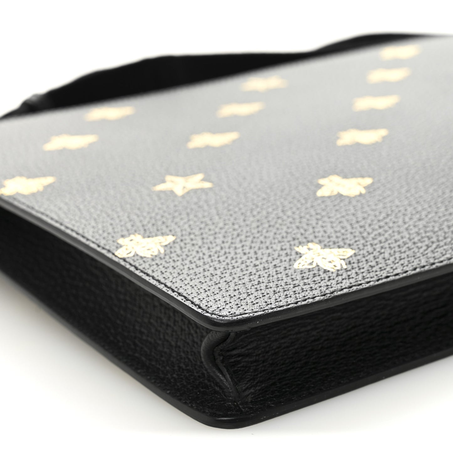 Grained Calfskin Bee Star Messenger Black