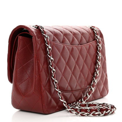 Chanel Caviar Quilted Jumbo Double Flap Dark Red 3 of 10