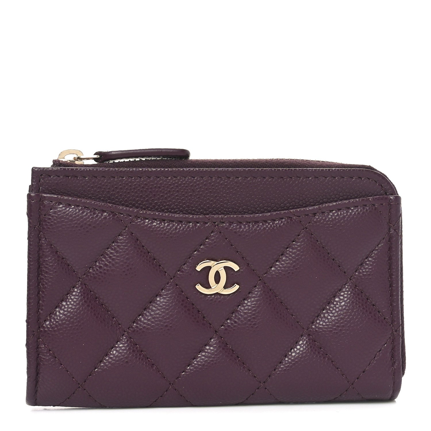 Chanel Caviar Quilted CC Zip Around Card Holder Burgundy 1770675