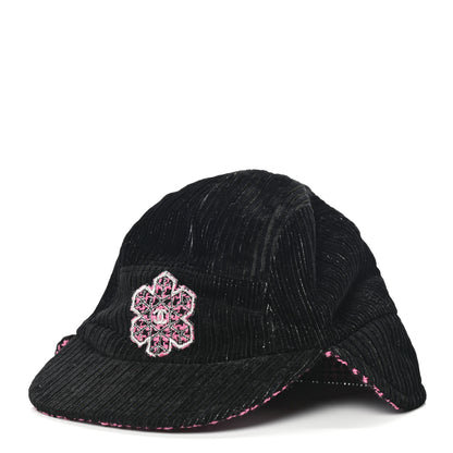 Chanel Cotton Tweed CC Snowflake Cap Hat M Pink Black 1 of 9
