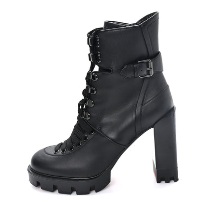 Christian Louboutin Calfskin Macademia 100 Biker Platform Boots 38.5 Black 1 of 9