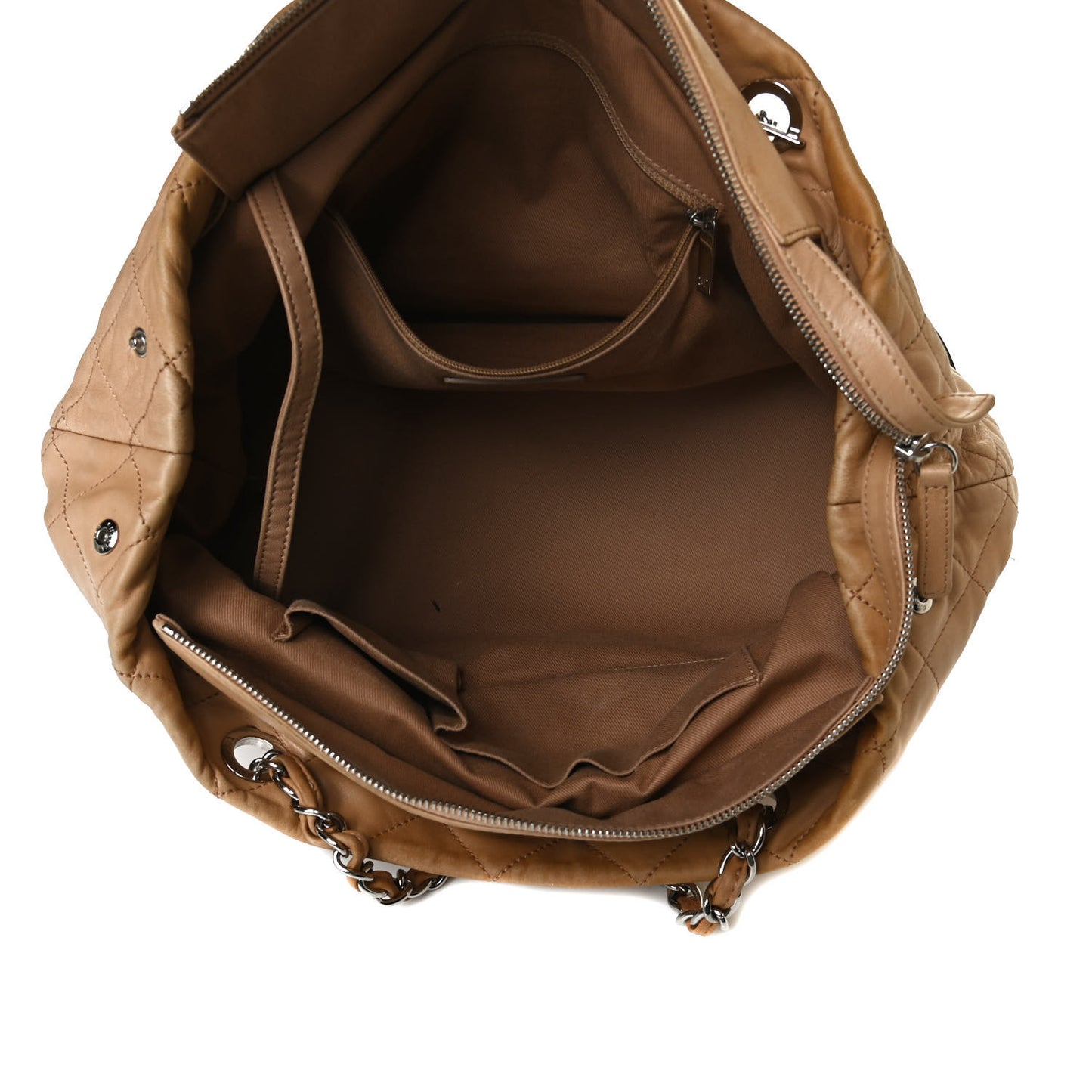 Calfskin Stitched VIP Medium Shopping Tote Beige Black