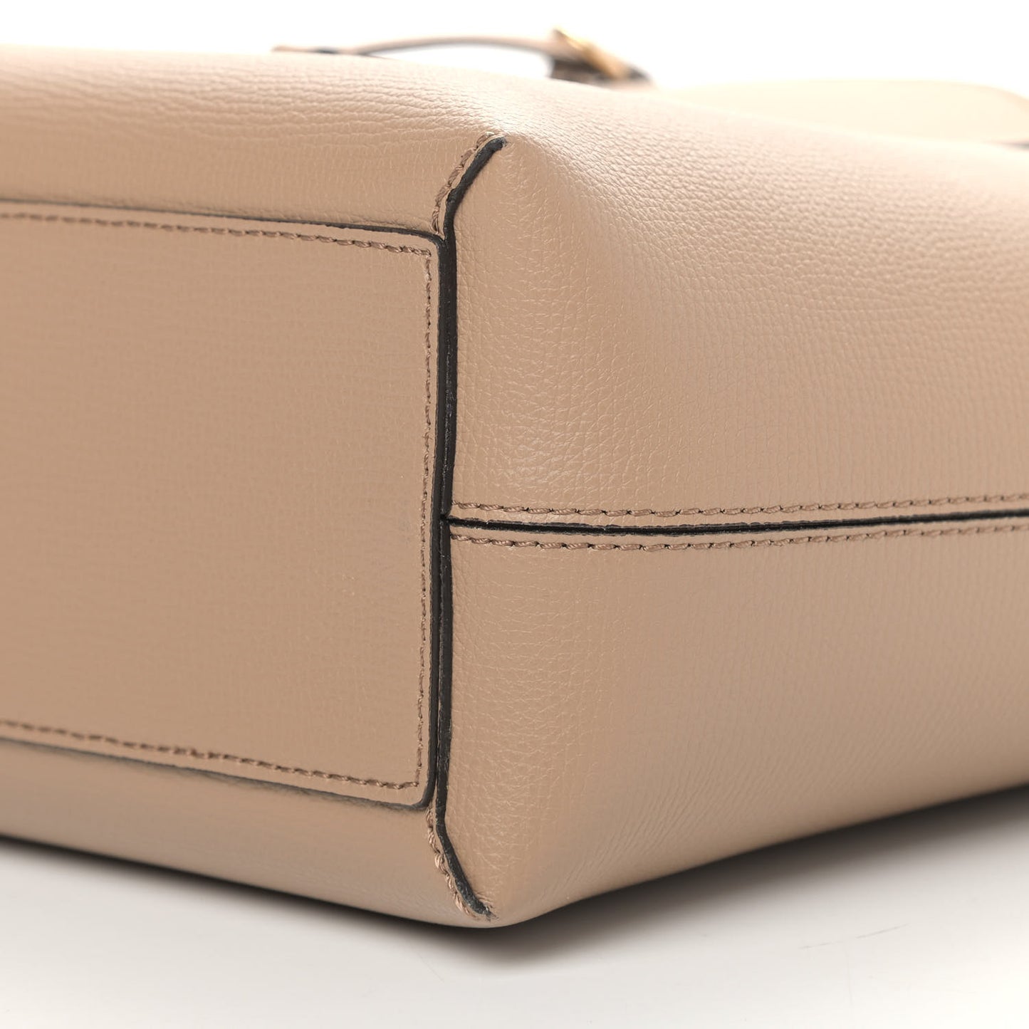 Grainy Calfskin Haymarket Check Small Reversible Tote Mid Camel