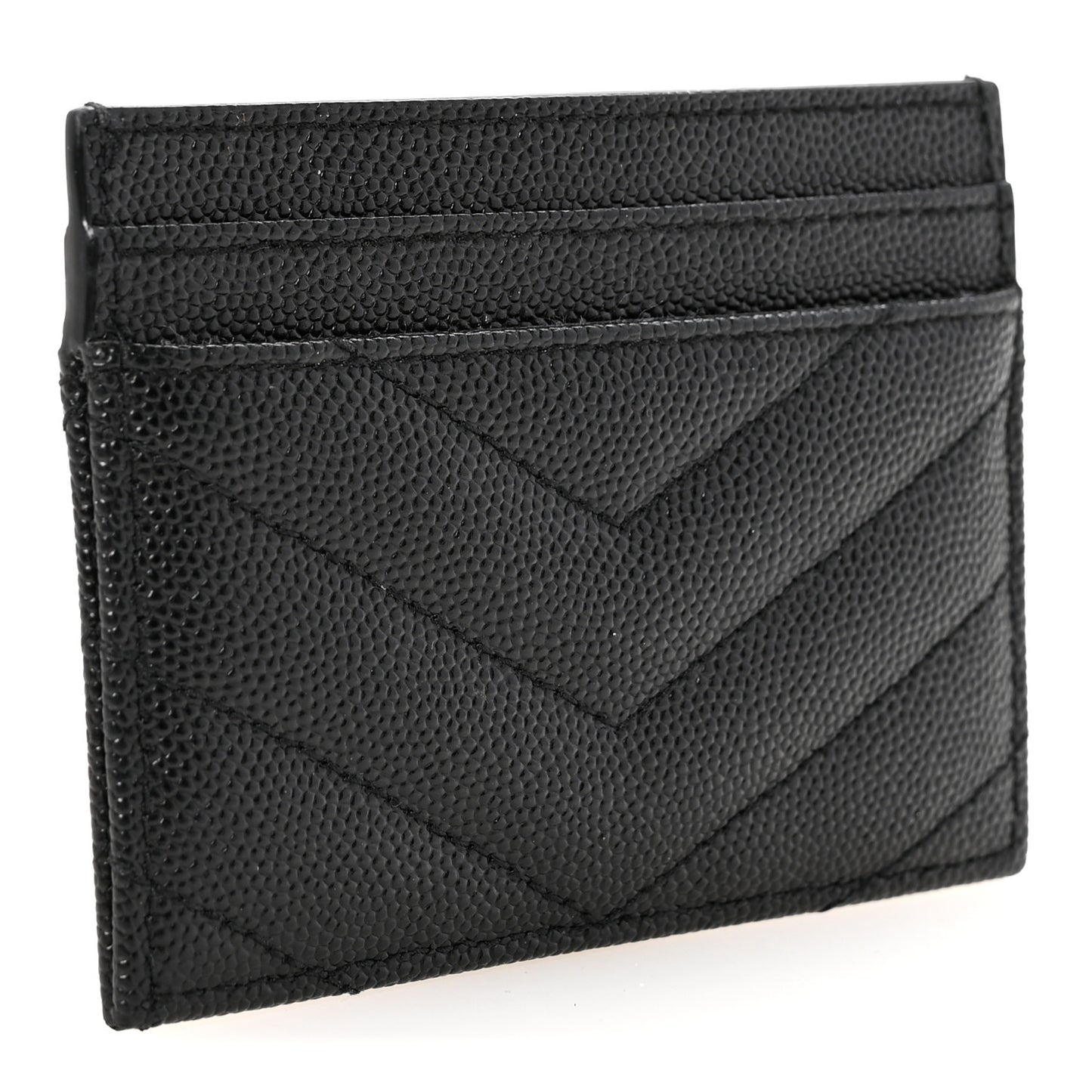 Grain De Poudre Matelasse Chevron Monogram Credit Card Case Black