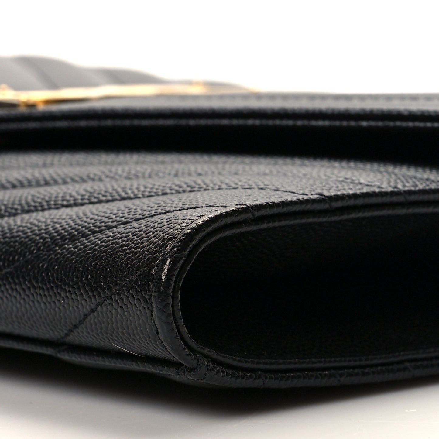 Grain De Poudre Matelasse Chevron Monogram Envelope Clutch Black