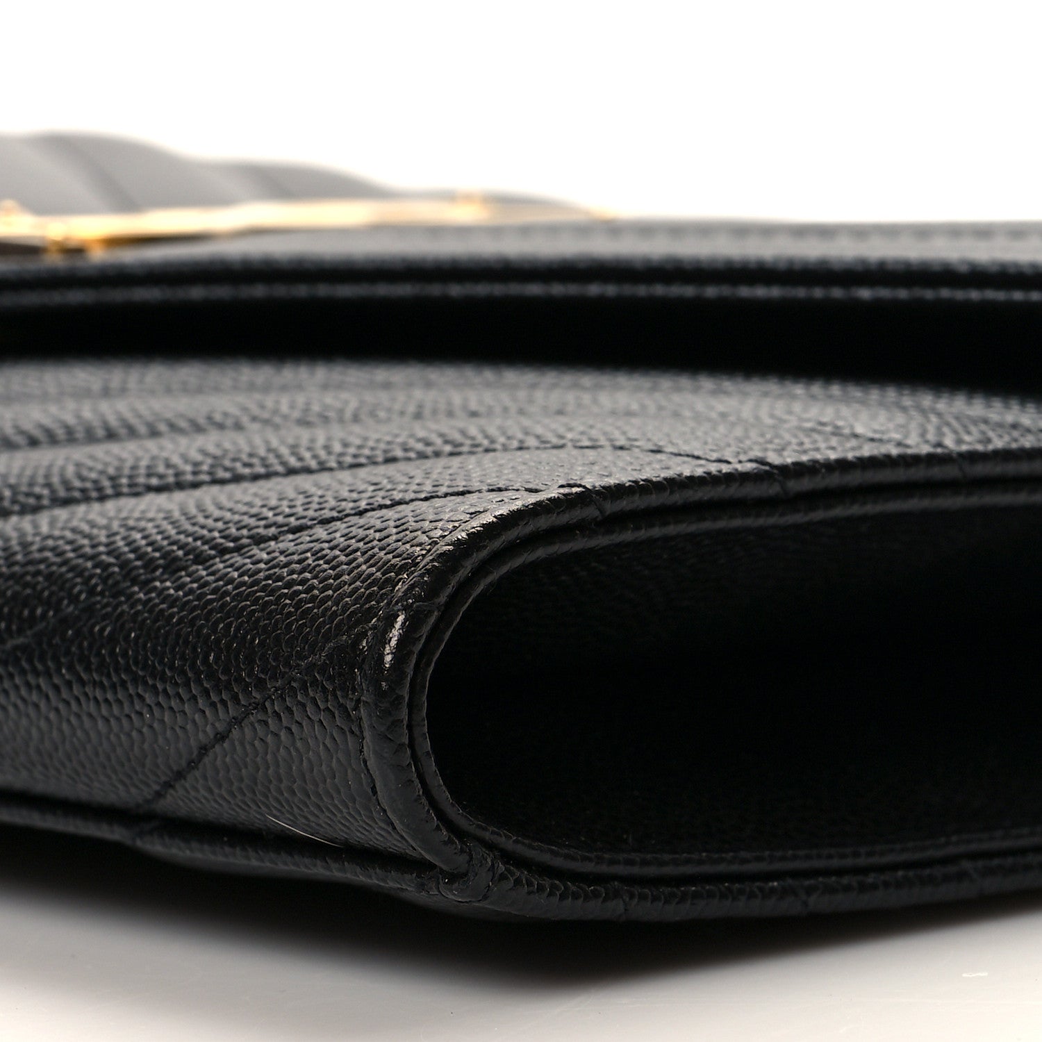 Saint Laurent Grain De Poudre Matelasse Chevron Monogram Envelope Clutch Black 11 of 13