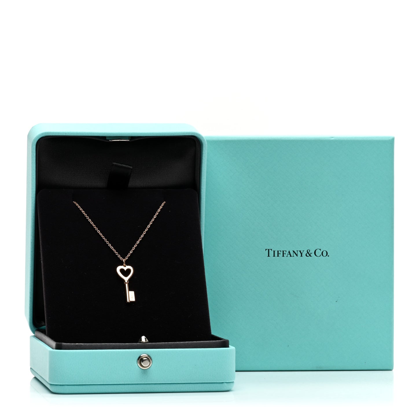 Rose Gold Mini Heart Key Pendant Necklace