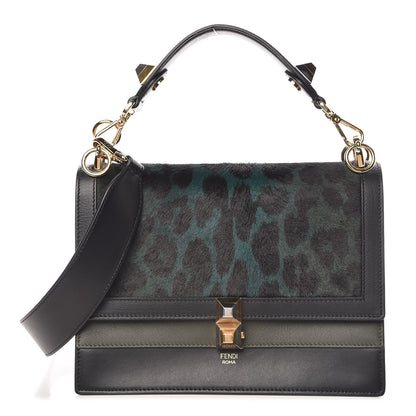 Fendi Vitello Pelo Dolce Liberty Lucido Sfumato Leopard Kan I Shoulder Bag Giada Verde Prato Black 1 of 10
