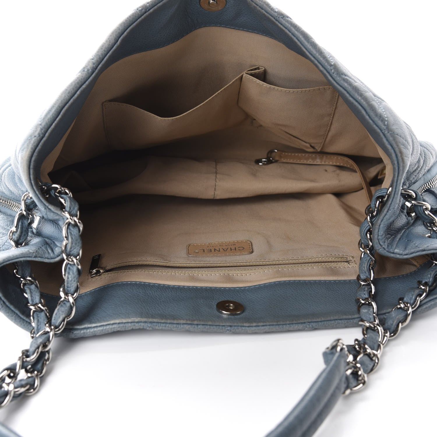 Chanel Caviar Quilted Expandable Zip Shoulder Bag Blue 5 of 11
