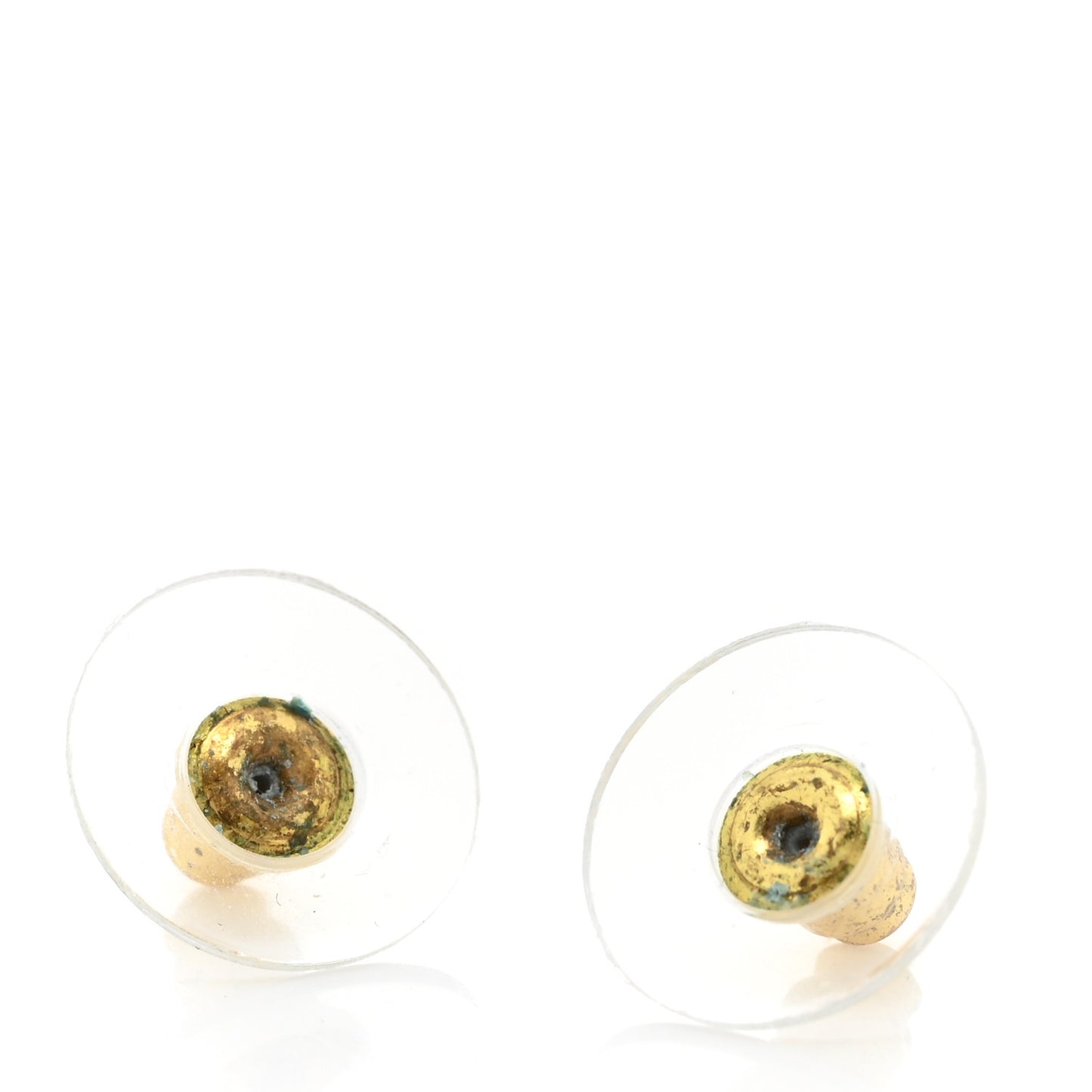 Pearl Crystal CC Heart Earrings Gold Black
