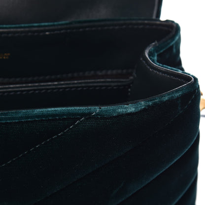 Saint Laurent Velvet Y Quilted Monogram Toy Loulou Chain Satchel Dark Ottanio 9 of 18