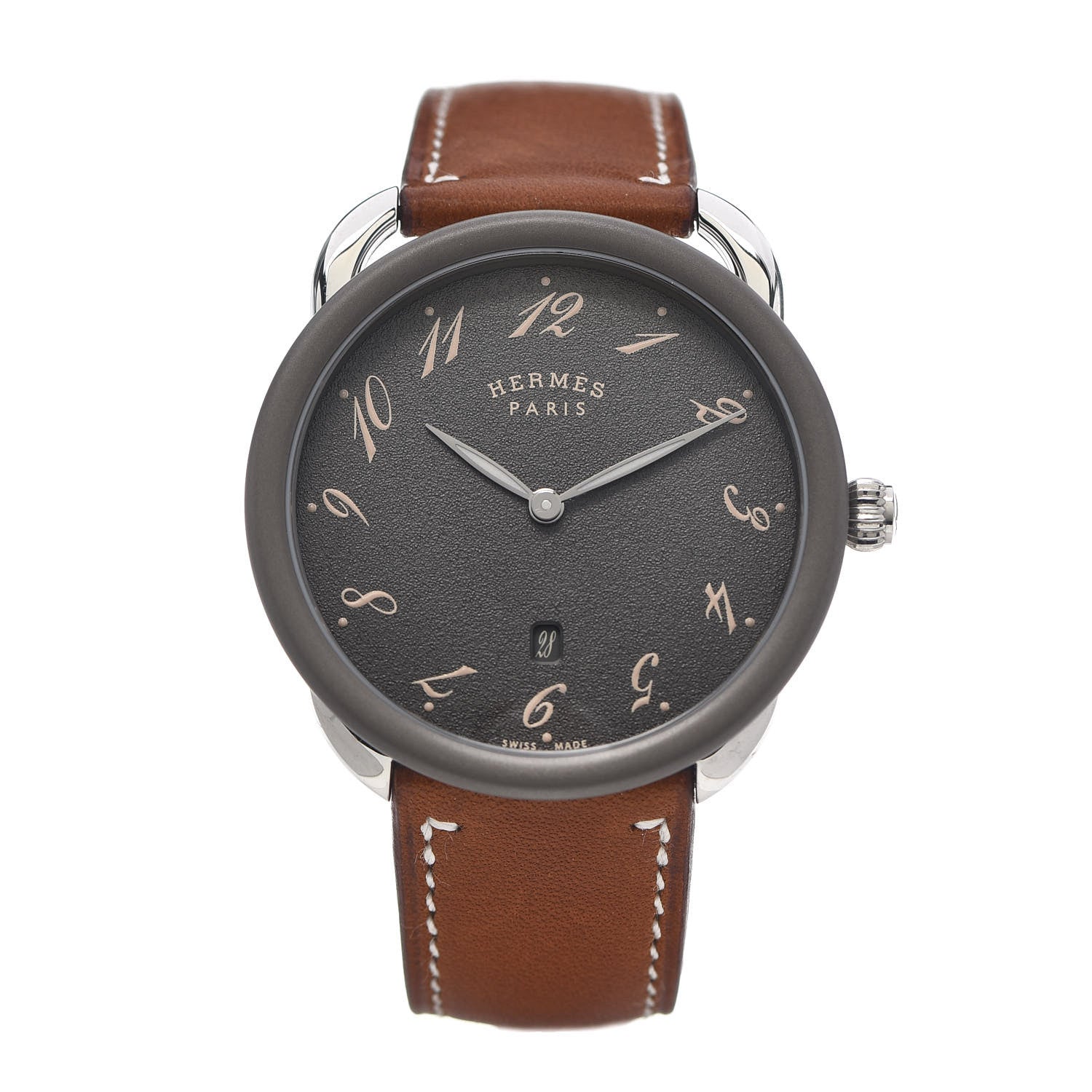 Hermes Stainless Steel Barenia 41mm Arceau Quartz Watch Fauve 1 of 5