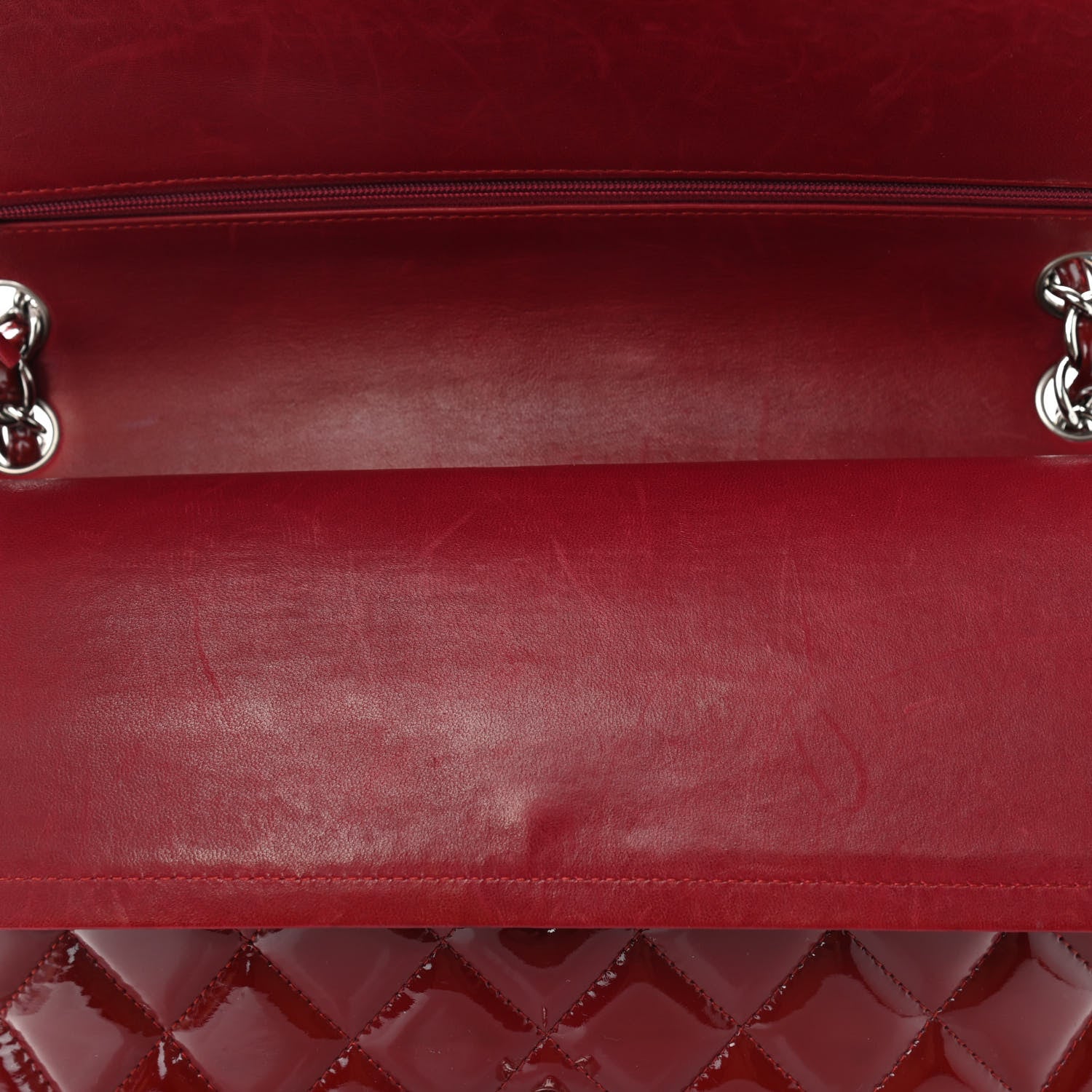 Chanel Patent Quilted Jumbo Double Flap Dark Red 9 of 13