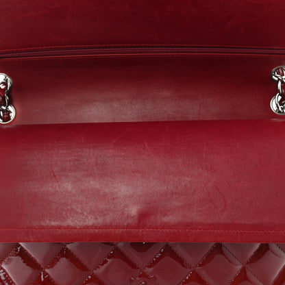 Chanel Patent Quilted Jumbo Double Flap Dark Red 9 of 13