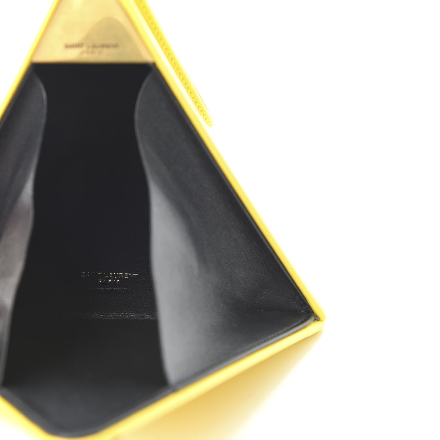Saint Laurent Lambskin Pyramid Clutch Yellow 5 of 10