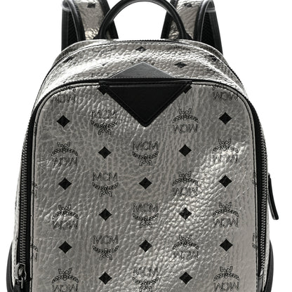 MCM Metallic Visetos Small Duke Backpack Silver 9 of 11