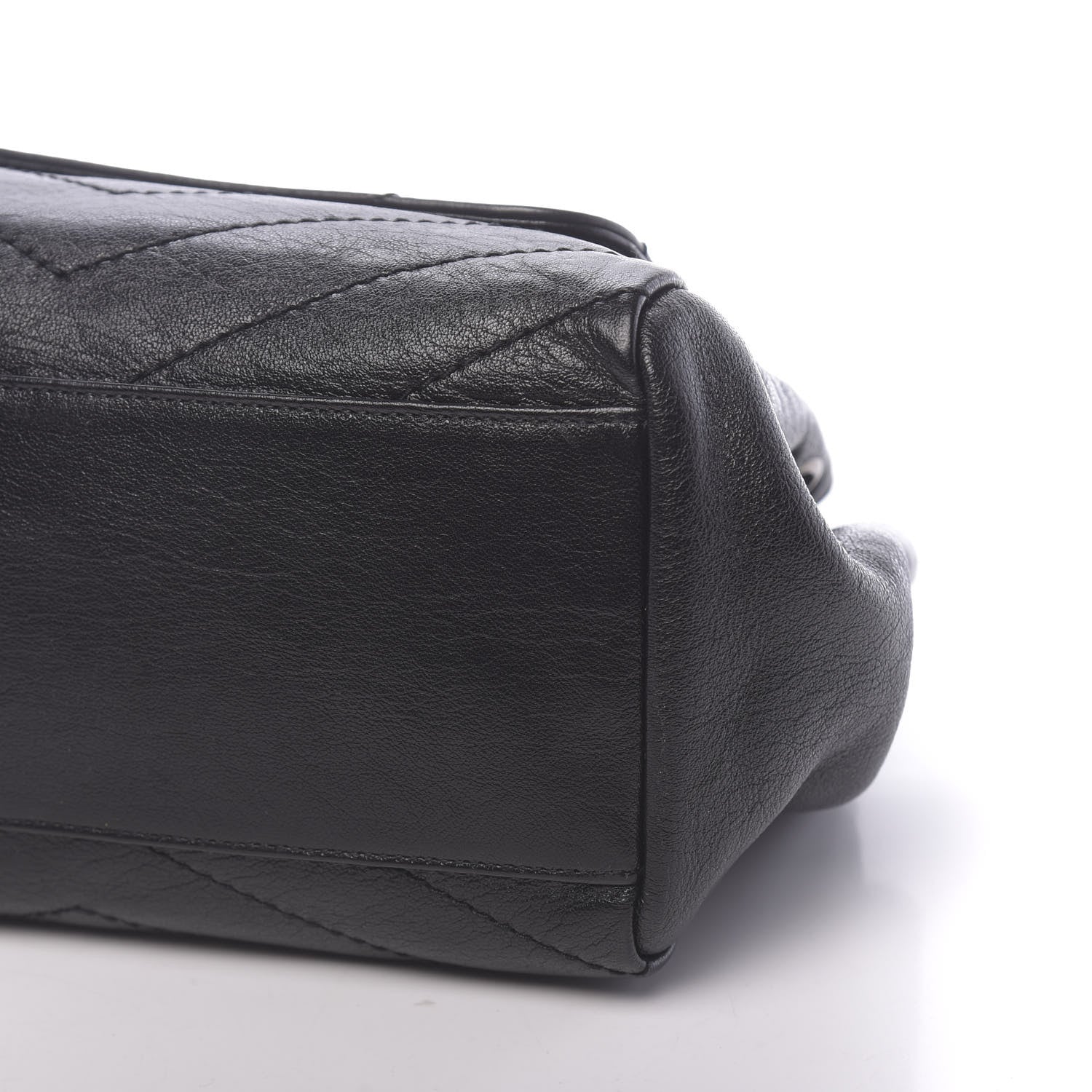 Saint Laurent Pebbled Lambskin Chevron Monogram Small Nolita Black 10 of 10