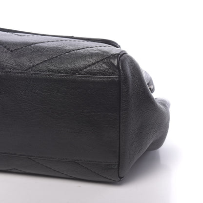Saint Laurent Pebbled Lambskin Chevron Monogram Small Nolita Black 10 of 10