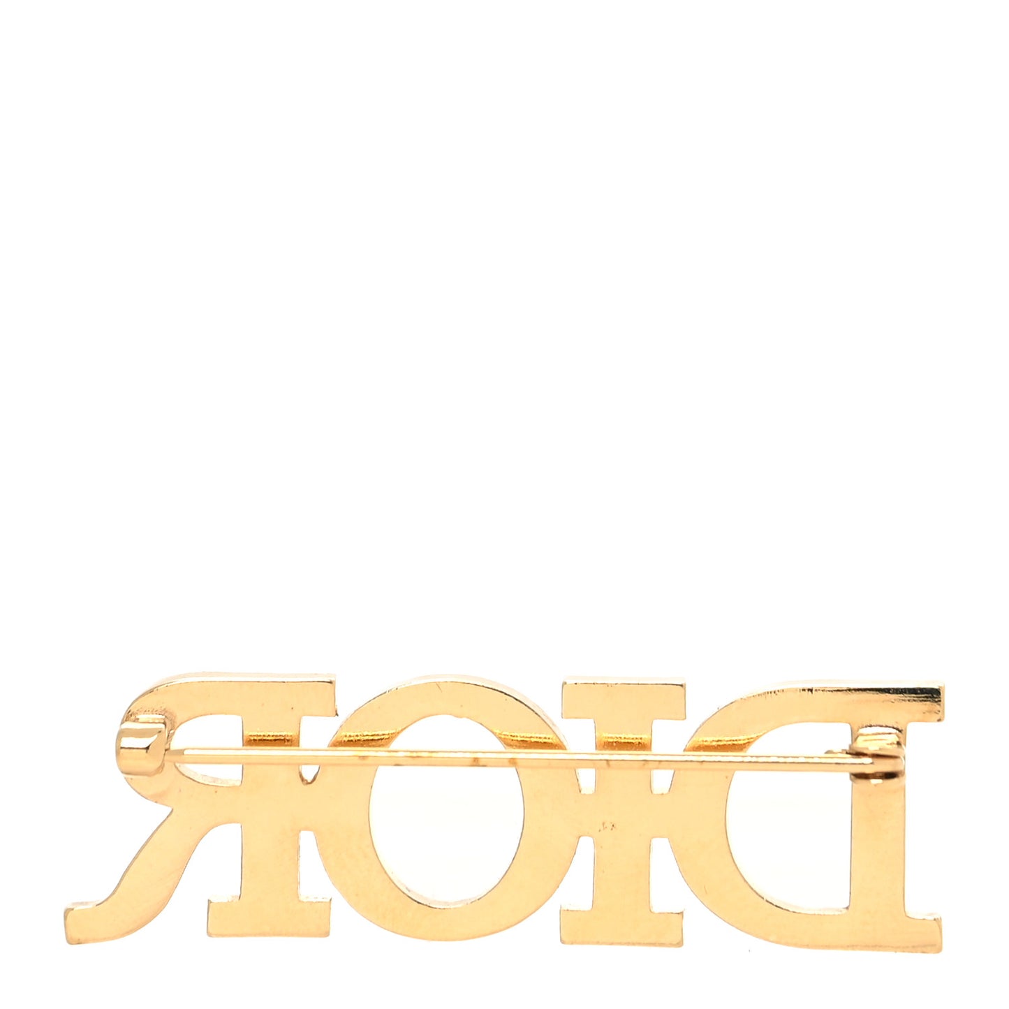 Crystal Dior Logo Brooch Gold