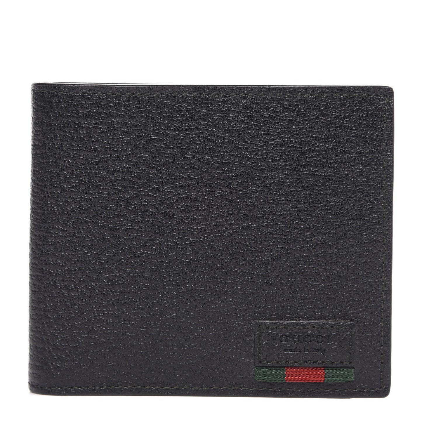 Calfskin Boar Effect Web Bi-Fold Wallet Black