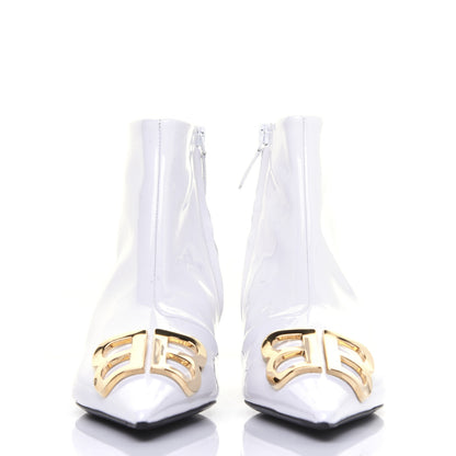 Balenciaga Patent BB Pointy Toe Ankle Booties 38 Optical White 2 of 13