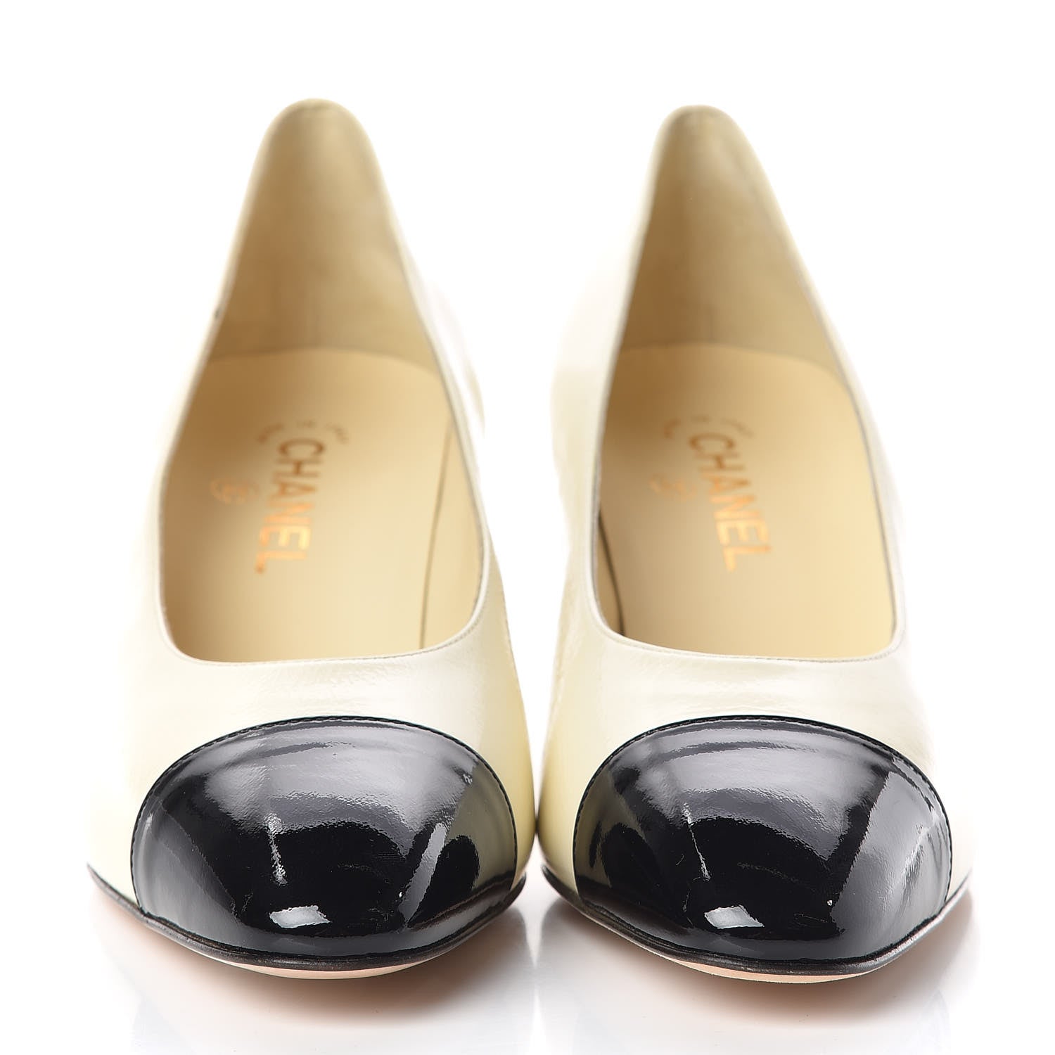 Chanel Patent Calfskin CC Cap Toe Low Heel Pumps 41 White Black 2 of 16