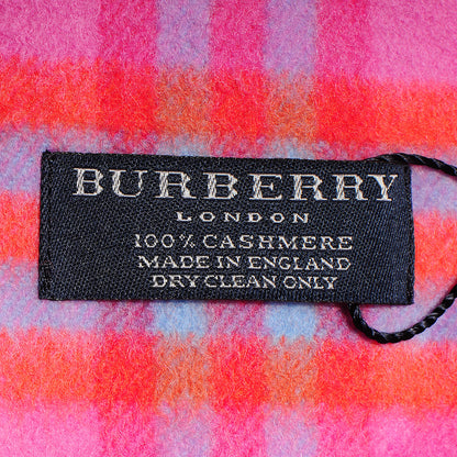 Burberry Cashmere Check Fringe Scarf Pink 4 of 5