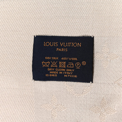 Louis Vuitton Silk Wool Monogram Shawl Greige 5 of 5