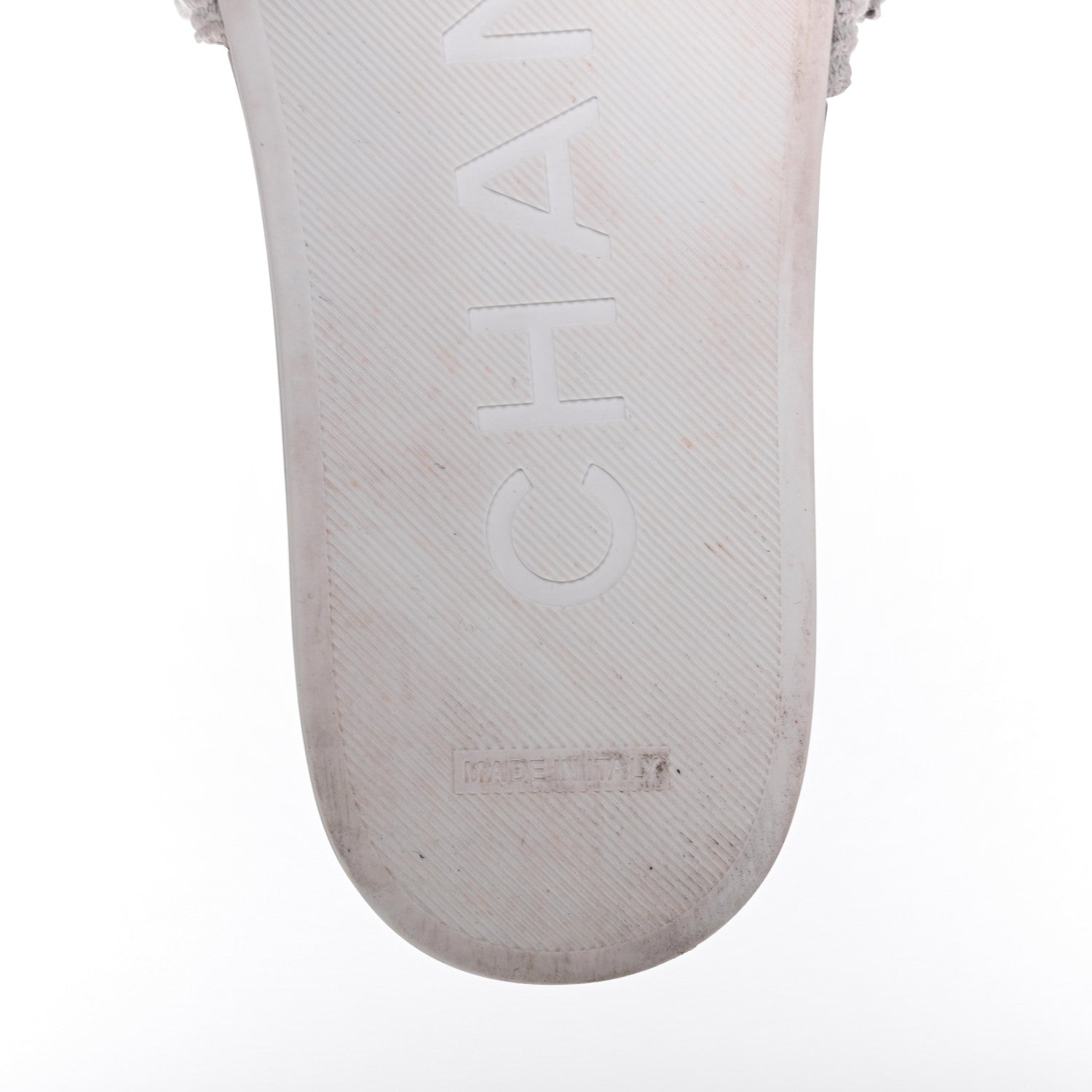 Chanel Tweed Lambskin Chain Flat Sandals 38 White 7 of 12