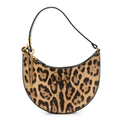 Valentino Garavani Calf Hair Leopard Print Mini Vlogo Hobo Bag Black Marrone 1 of 9