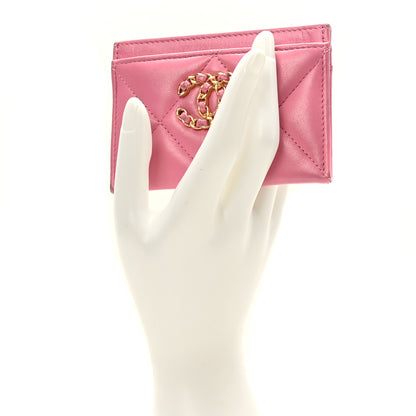 Chanel Lambskin Quilted Chanel 19 Card Holder Dark Pink 2 of 11