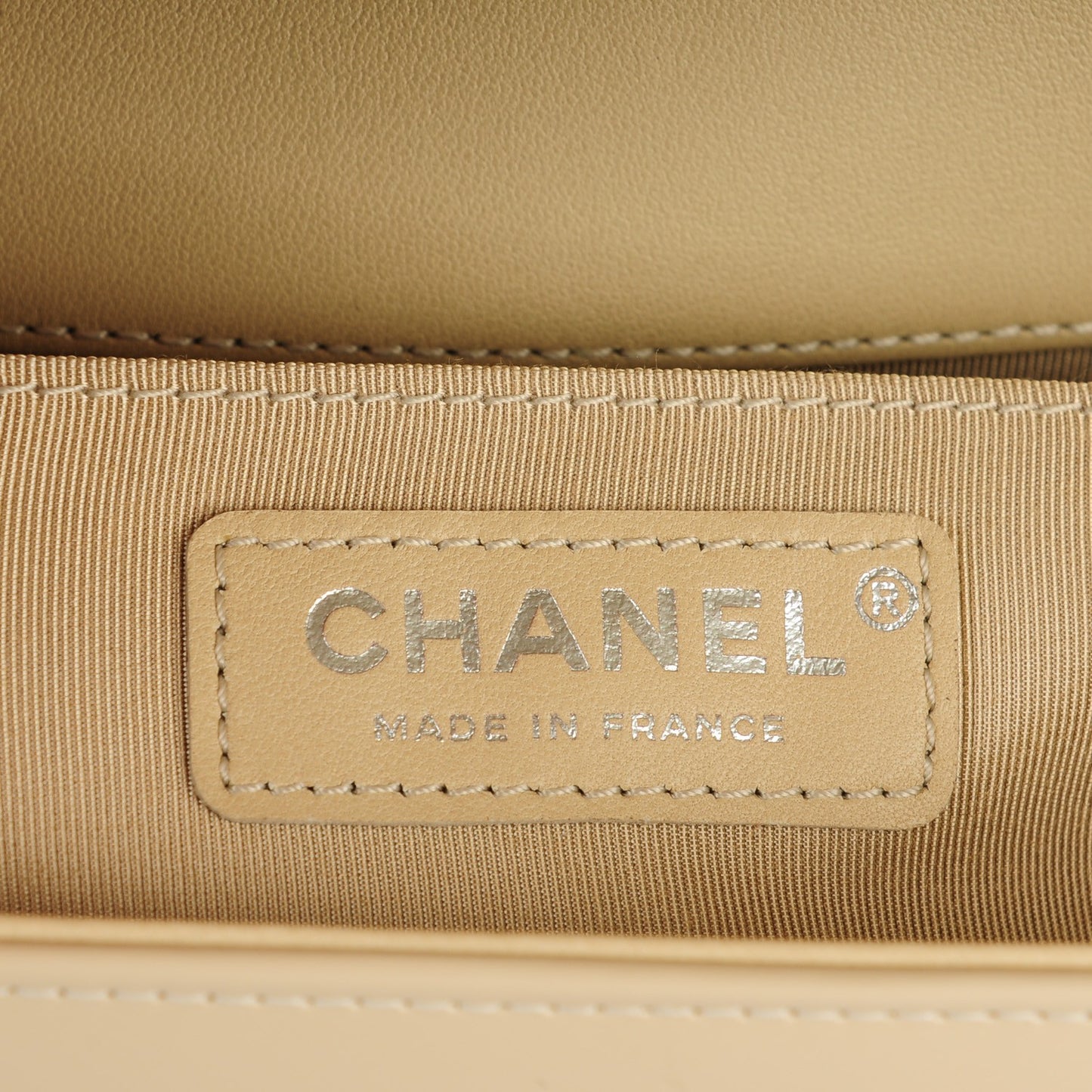Glazed Calfskin Medium Boy Flap Light Beige