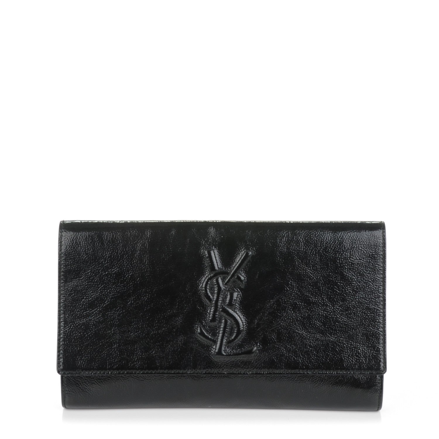 Saint Laurent Textured Patent Monogram Large Belle De Jour Clutch Black 1 of 7