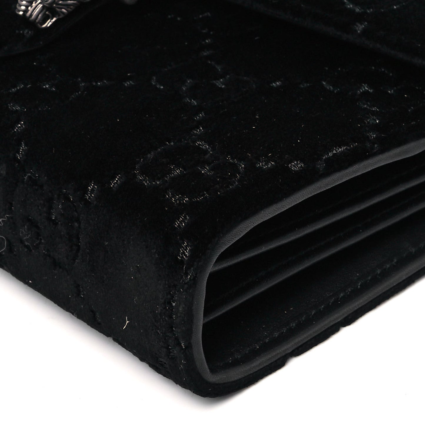 Velvet GG Monogram Mini Dionysus Chain Wallet Black