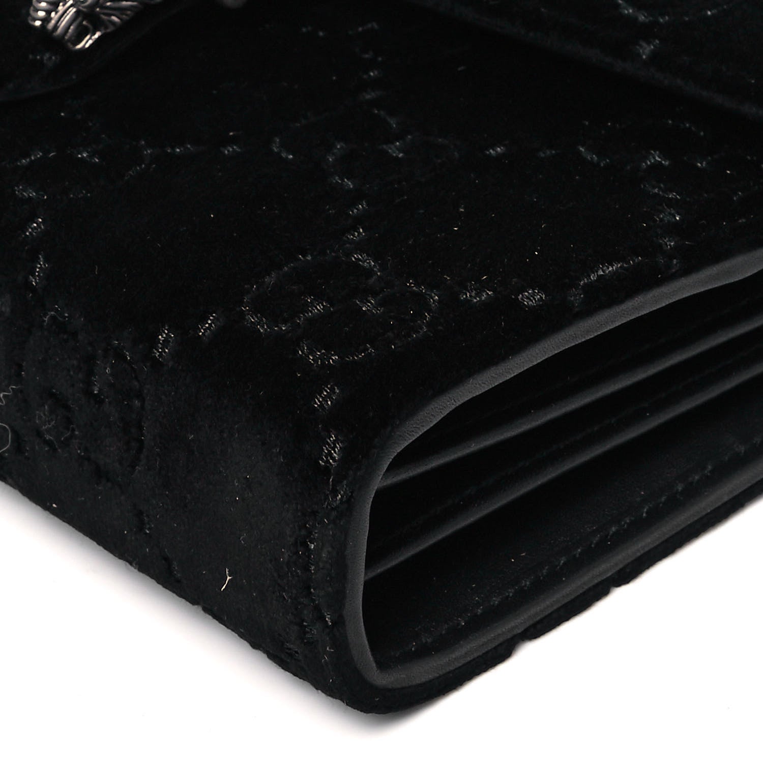 Gucci Velvet GG Monogram Mini Dionysus Chain Wallet Black 7 of 11