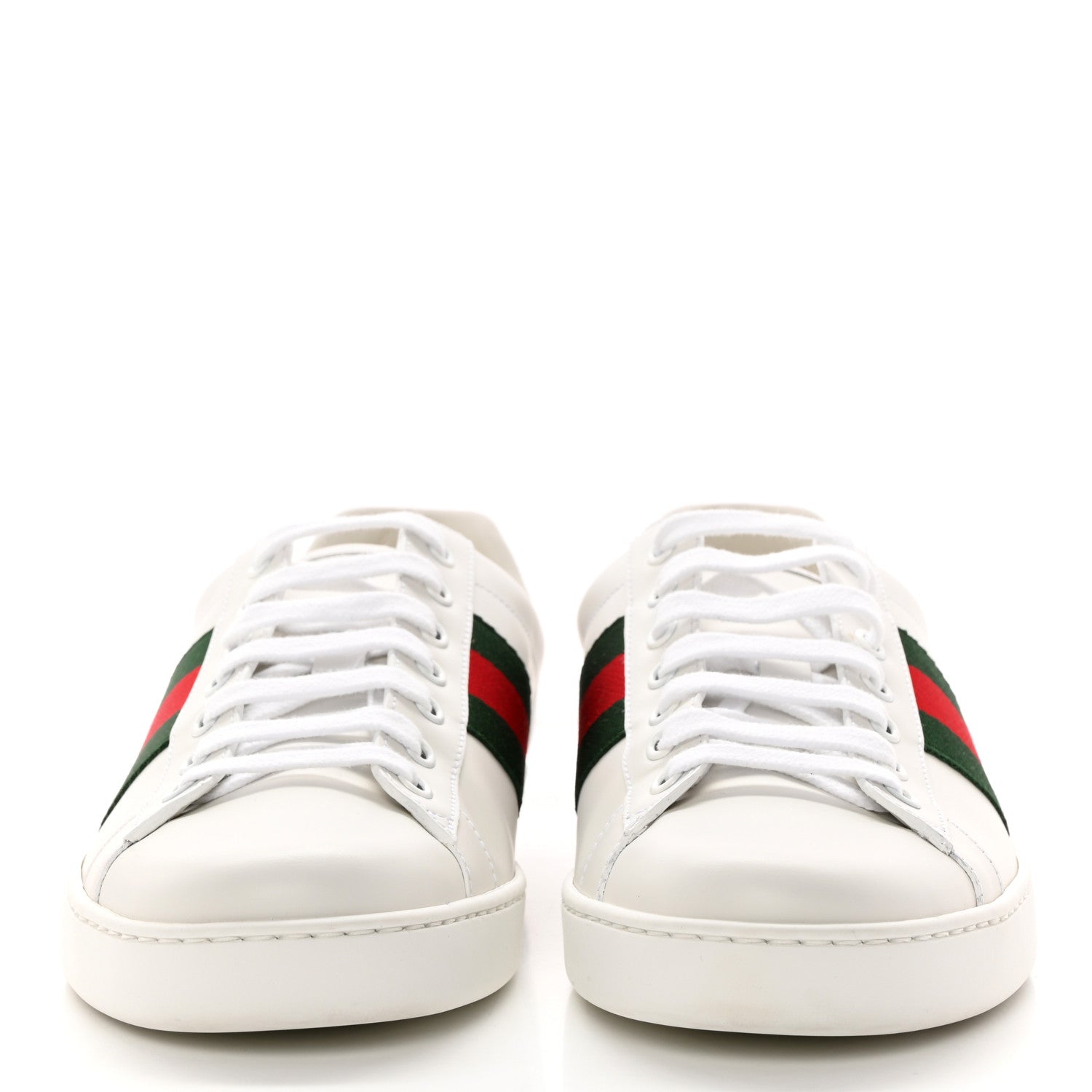 Gucci Calfskin Crocodile Web Mens Ace Sneakers 8 White Green 2 of 16