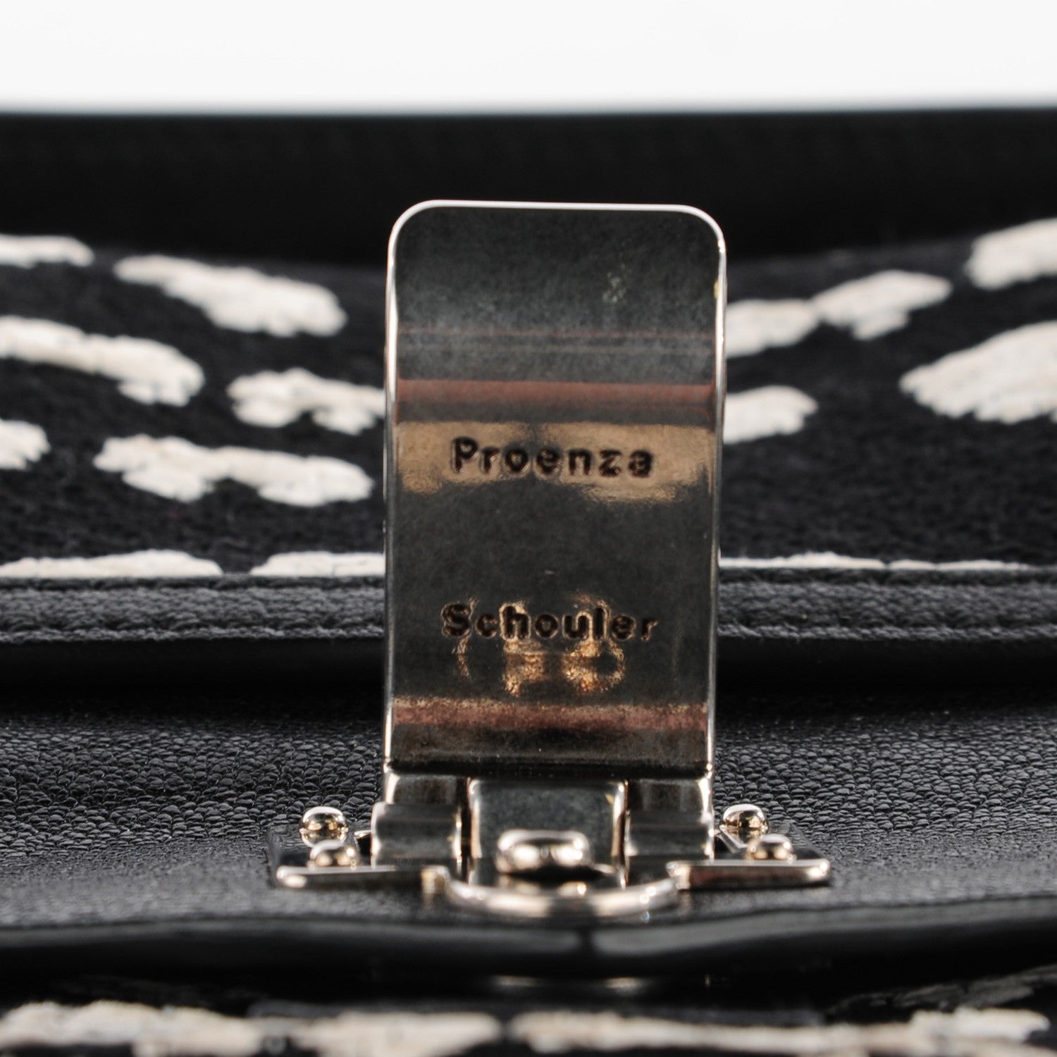 Proenza Schouler Jacquard Woodblock PS1 Tiny Satchel Black White 6 of 14