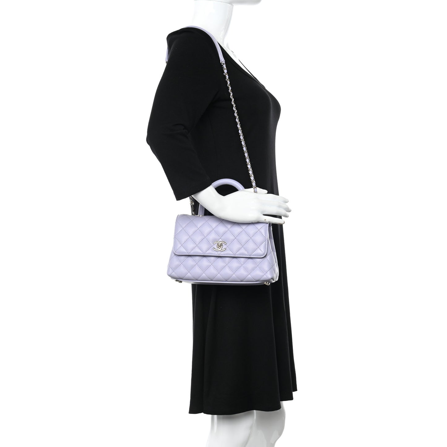 Caviar Quilted Mini Coco Handle Flap Light Purple