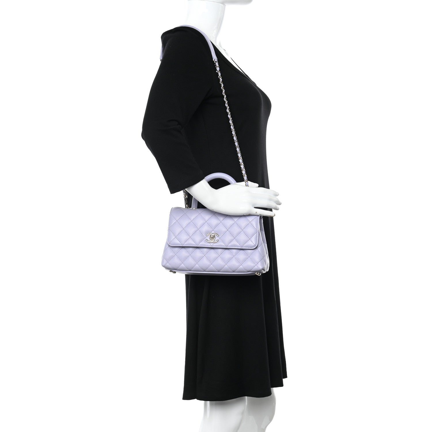 Chanel Caviar Quilted Mini Coco Handle Flap Light Purple 2 of 11