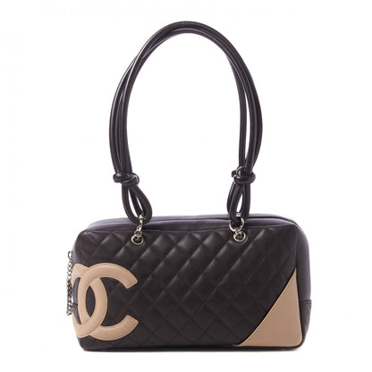 Chanel Calfskin Quilted Cambon Large Bowler Brown Beige 1 of 9